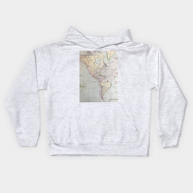 Volcano Map, 1800s, United States, North America, South America Kids Hoodie by djrunnels